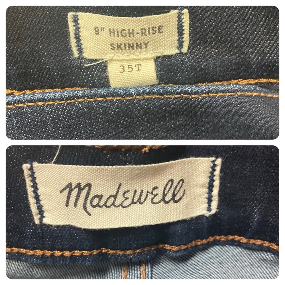 Madewell 9” High Rise Skinny Dark Wash Jeans Blue - Picture 8 of 15